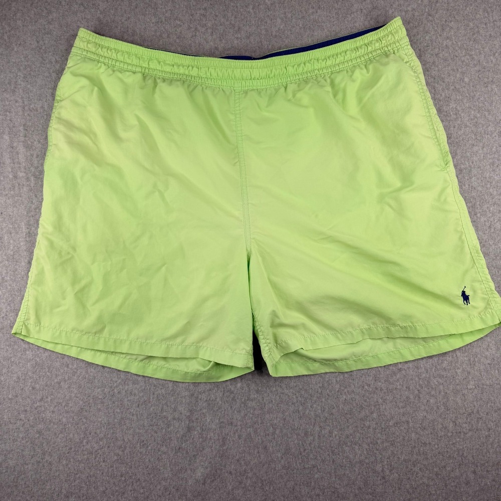 Polo Ralph Lauren Mens 2XB Lime Green Nylon Mesh Lined Swim Trunks Board Shorts